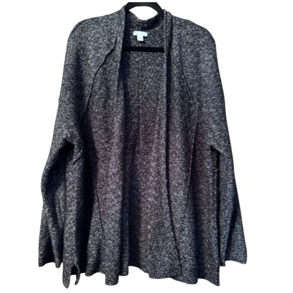 PureJill open front L boucle knit cardigan dolman sleeve reverse seem - Picture 1 of 7